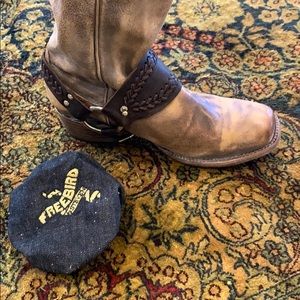 Tall soft leather square toe boots